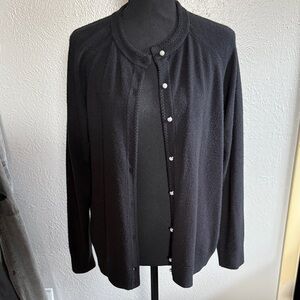 Black cardigan with pearl buttons